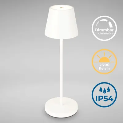 Obrázok produktu pre LED vonkajšia stolová lampa dobíjateľná lampa stmievateľná biela 3W Touch IP54 teplá biela terasa