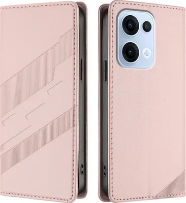 Produktbild von Hülle für Oppo Reno13, Kunstleder Brieftaschen Handyhülle mit Kartenfach und Standfunktion Pink