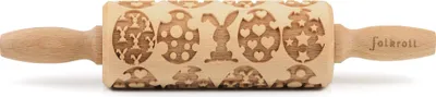Produktbild von Folkroll Teigrolle Happy Easter, junior, 23 cm, Nudelholz, Prägerolle, Muster, Motiv, Rolle, Buchenholz, 331620