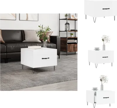 Image de vidaXL Table basse blanc brillant 50x50x40 cm Bois composite - Tables basses