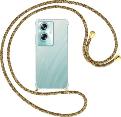 Produktbild von Handykette Backcover-Schutzhülle mit Band (Metall goldfarben) für Oppo A79 5G (6.72'') - braun+beige