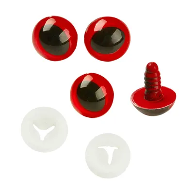 Produktbild von 10 Kunststoff-Augen 15mm Katzenaugen Tieraugen Teddyaugen Puppenaugen Linse, Farbe:rot