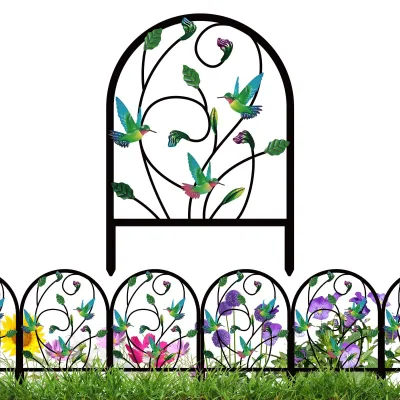 Gartenzaun-Set 4er, Metall, Schmetterling & Blumen, bunt