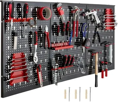Image de Étagère murale en acier avec crochets, extensible, 120 x 60 cm, peu encombrante