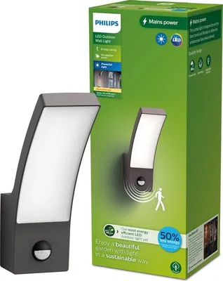 Productafbeelding van Philips Wandlamp Splay, 3,8 W, Buitenverlichting voor aan de muur, Anthraciet, Metaal, IP44, Geschikt voor terras, tuin, enz