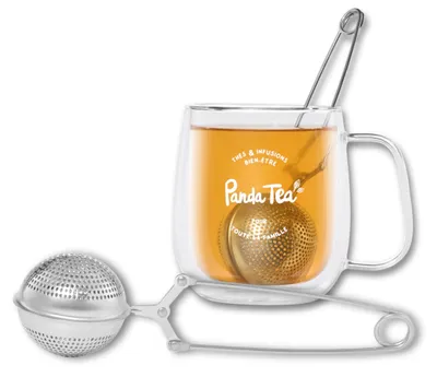 Tee-Ei aus Edelstahl mit Griff – für losen Tee, silber