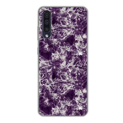 Produktbild von MuchoWow® Handyhülle Schutzhülle Hülle für Samsung Galaxy A50 Marmor - Lila - Silber - Muster Silikon Softcase Handy Hülle - Mobiltelefonhülle