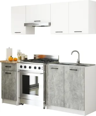 Zdjęcie produktu dla Szafka kuchenna Olivia 1,8 m biały/beton/dąb sonoma