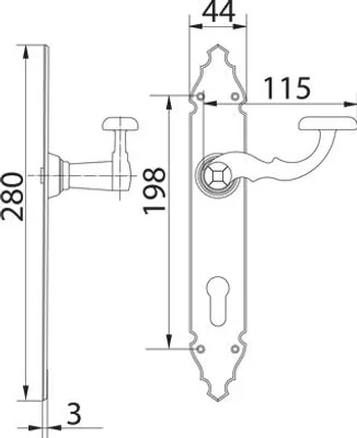 Zdjęcie produktu dla AMIG 109 Klamka 280x45 90 WB czarna