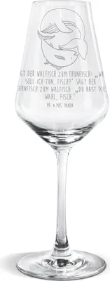 Produktbild von Mr. & Mrs. Panda Weinglas Walfisch Thunfisch - Transparent - Geschenk, Weißwein Glas, Witz, Spruch Lustig, Kelch, wein, Tunfisch, Lustige Sprüche, Weißweinkelch, Wahl