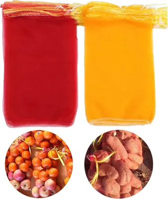 Imagen del producto de Bolsas de malla para patatas, 20 unidades, resistentes al desgarro, con cordón, para el almacenamiento de verduras