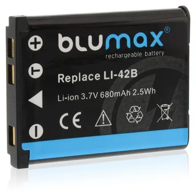 Produktbild von Blumax Akku | für Olympus Li-40B Li-42B Digitalkamera | Kapazität 680mAh  |Spannung 3,7Volt | Video- und  Kamerazubehör