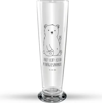 Produktbild von Mr. & Mrs. Panda Bierglas Eisbär Faul - Transparent - Geschenk, Bär, Teddy, Homeoffice, Bierbecher, Glasbecher, Trinkglas, Arbeit, Bier Glas, Bürojob, Büro, Glasbierglas