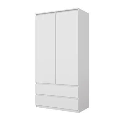 Immagine prodotto di JOELLE - Armadio a 2 ante e 2 cassetti - Bianco opaco H180cm L90cm P50cm