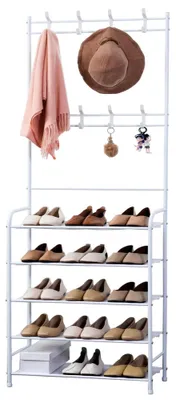 Zdjęcie produktu dla Herzberg 4-poziomowy wieszak na ubrania i organizer do przechowywania w przedpokoju - 60x170cm