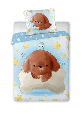 Produktbild von Pościel dziecięca pościel dziecięca dwustronna motyw pies gwiazdy sowa kość kołdra 100x135 cm + poduszka 40x60 cm 100% bawełna
