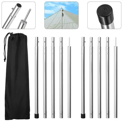 Produktbild von Faziango 4pcs Zeltstangen 2m Silber Tarpstange Sonnensegel Stange Alu Aufstellstangen