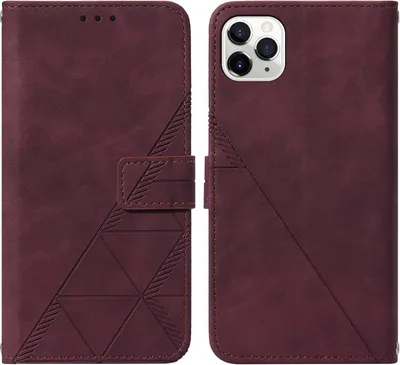 Produktbild von iPhone 11 Pro Hülle, Schlank Prägung Flip Leder Kartenfächer Schutzhülle mit Ständer für iPhone 11 Pro Rot