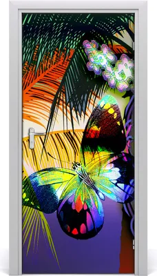 Produktbild von Tulup Türaufkleber 95x205 cm Dekorative Aufkleber Selbstklebend Wasserdichte Tapete Abnehmbar Schlafzimmer Wohnzimmer Wohnkultur - bunte Blumen