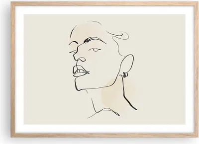 Produktbild von Gerahmtes Poster - Rahmen in heller Eiche - Minimalismus Porträt Linie - 70x50 cm - Wand Bild - Wanddeko - Wandbilder - Kunstposter - Wandposter - Bilderrahmen - Bilder - Kunstdruck - P2NAA70x50-4815