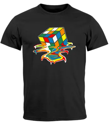Produktbild von Herren T-Shirt Zauberwürfel 80er Jahre Retro Rubik Cube Fun-Shirt lustig Fun-Shirt Spruch lustig Moonworks® schwarz S