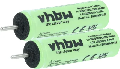 Produktbild von vhbw 2x Akku kompatibel mit Panasonic ER221, ER-504, ER216, ER224, ER220, ER2211, ER2171, ER221E2, ER217, ER2201 Rasierer (2000 mAh, 1,2 V, NiMH)