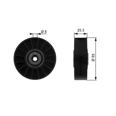 Produktbild von GATES T38093 Umlenkrolle Keilrippenriemen 85mm für AUDI A6 Avant (4B5, C5) A6 Limousine (4B2, C5) A8 (4D2, 4D8) 100 Limousine (4A2, C4) A6 Avant