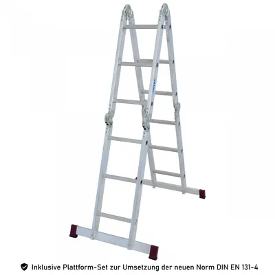 Produktbild von Krause Corda Gelenkleiter 4x3 Sprossen mit Plattform-Set