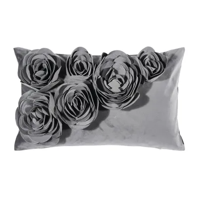 Produktbild von PAD Kissenhülle Samt Floral Grau (30x50cm)