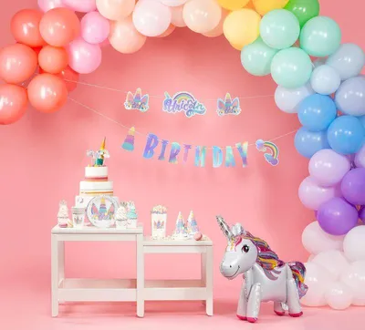 Produktbild von Geburtstags Girlande Baby Einhorn 2,5m