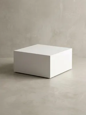 Produktbild von Couchtisch MONOBLOC 60 x 60 x 30 cm Hochglanz MDF Weiß lackiert, Design Wohnzimmertisch Cube quadratisch, Lounge Beistelltisch Würfel Form