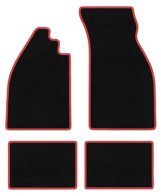 Productafbeelding van Velours automatten voor Volkswagen Garbus 1938-2003 – 4-delig, zwart/rood, op maat – Wielganizator CARLUX