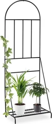 Produktbild von Frei positionierbares Blumenregal Spalier aus robustem Metall, Schwarz, für Kletterpflanzen