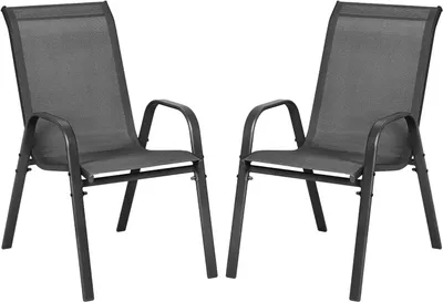 Produktbild von WOLTU Gartensessel, stapelbare Gartenstühle, ergonomisch, wetterfest, Dunkelgrau
