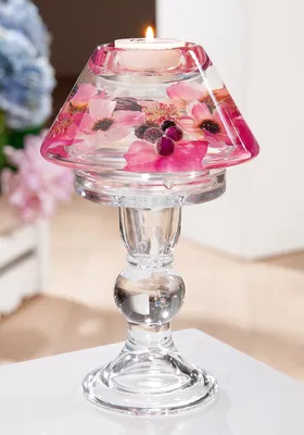 Obrázek produktu pro Gilde Dreamlight, Windlicht, lampa Memphis, kolekce Fresh & Flower, motiv bobulí, květinový motiv, sklo, růžová barva, balení obsahuje 2 kusy, průměr: 12 cm, výška: 20 cm, číslo produktu: 73440