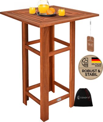 CASARIA® Stehtisch Holz 110 cm Hoch 75 x 75 cm Eckig Massiv Rustikal Indoor Outdoor Bistrotisch Biertisch Gartentisch Biertisch Partytisch Bartisch
