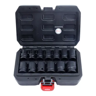 Produktbild von 13-teiliges 1/2 Zoll Schlagschrauber-Nuss-Set – kurze metrische Stecknüsse 10–24 mm, 6-Kant aus Cr-Mo-Stahl