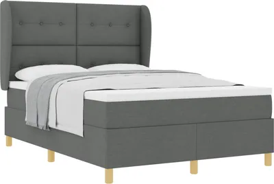 Produktbild von Boxspringbett mit Kopfteil Dunkelgrau 190 x 140 cm Stoff