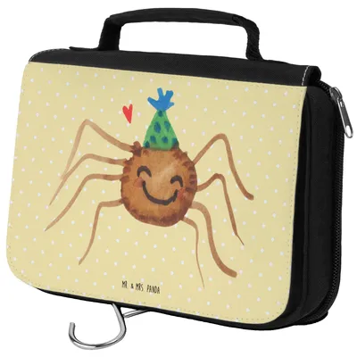 Produktbild von Mr. & Mrs. Panda kosmetiktäschchen Spinne Agathe Party - Gelb Pastell - Geschenk, Wunder, Motivation, kulturtäschchen, Necessaire, Selbstliebe, duschbeutel, Glück