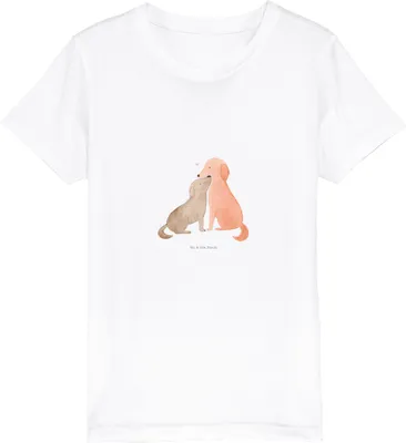 Produktbild von Mr. & Mrs. Panda Kleinkinder T-Shirt Hunde Liebe 12-14 Jahre (152/164) - Weiß - Geschenk, Teenager, Baumwollshirt Kinder, Kuscheln, Herz, Hund, Kindershirt, Sprüche, Öko