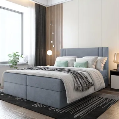 Produktbild von Bett, Boxspringbett RALI mit Bonell-Matratze und OHNE Topper, 2 Bettkästen, Doppelbett, Stauraum 180x200 cm (Grau - Itaka 50)