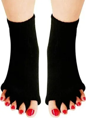 Produktbild von 3 Paar Zehentrennersocken, Baumwollsocken zur Fußausrichtung für Damen, Yoga-Sport-Fitnessstudio-Massagesocken zur Schmerzlinderung, bequeme Happy Feet-Socken, Hammerzehensocken für Herren