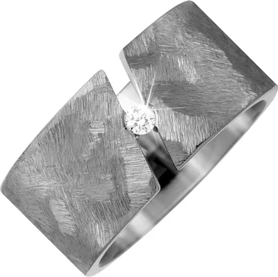 Produktbild von Gr. 52 Partner Ring breit aus Titan 1 Diamant Brillant 0,05ct. Partnerring Titanring