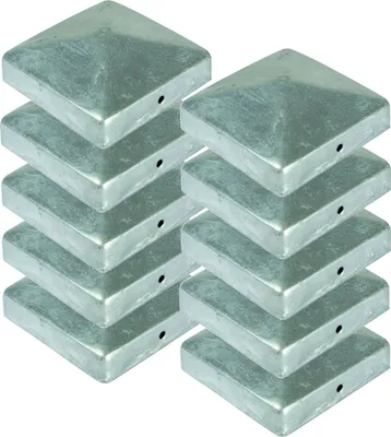 Image de BURI 10x Chapeau de poteau Pyramide 71x71 mm Chapeau de clôture Chapeau de poteau décoratif Galvanisé à chaud