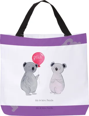 Produktbild von Mr. & Mrs. Panda Beutel Koala Luftballon - Weiß - Geschenk, Schultasche, Laptoptasche, Geburtstag, Tasche, Tote Bag, Party, Strandtasche