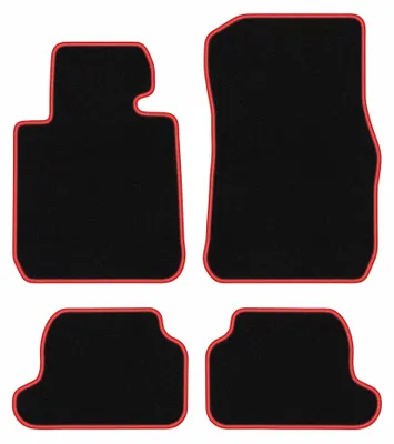 Produktbild von Velours-Fußmatten für BMW 2 F23 2014-2022 (Cabrio) – 4-tlg, Schwarz/Rot, passgenau – Wielganizator CARLUX
