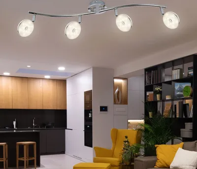 Produktbild von LED Deckenleuchte, Spots verstellbar, Chrom, L 70 cm