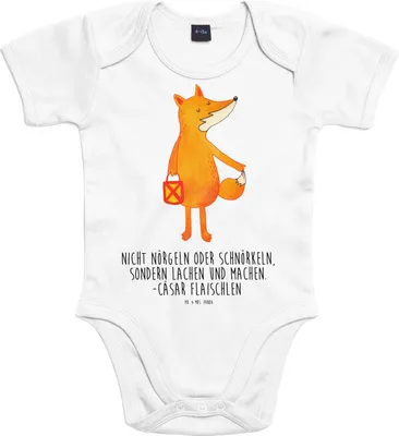 Produktbild von Mr. & Mrs. Panda Strampler Fuchs Laterne 1. - 3. Monat - Heather Grey - Geschenk, babyanzug, Babystrampler, Sankt Martin, Laternenumzug, babykleidung body, Füchse, Baby