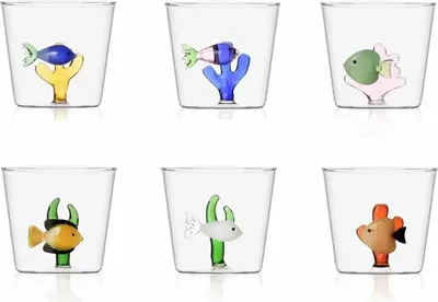Immagine prodotto di ICHENDORF Set Bicchieri "Marine Garden" - 6 Pezzi Tumbler in Vetro Artistico