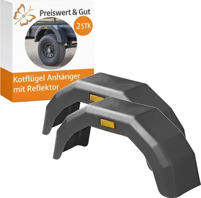 Produktbild von 2x Kotflügel Anhänger 13 Zoll Radkasten Kunststoff mit Reflektor 805x203x325 mm